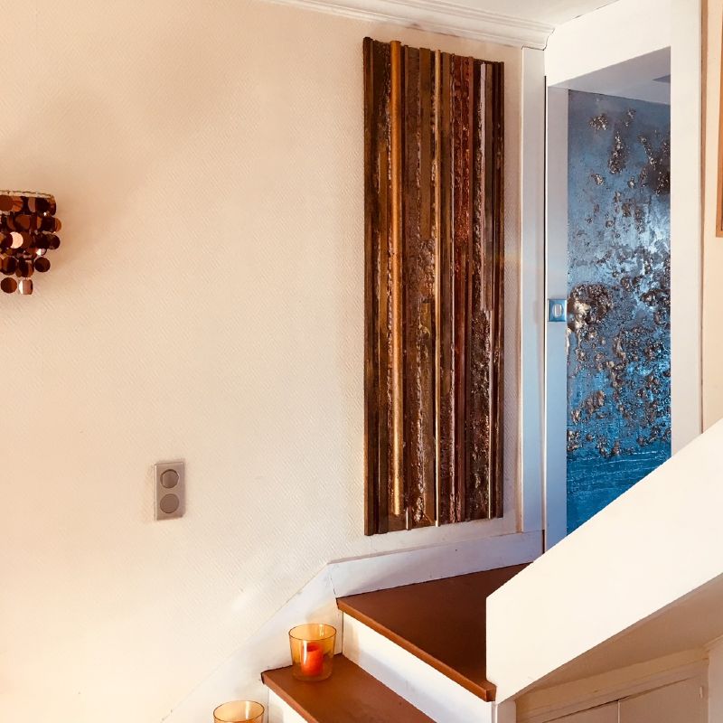 Décoplumes : tableau abstrait bois L55 x H160 cm