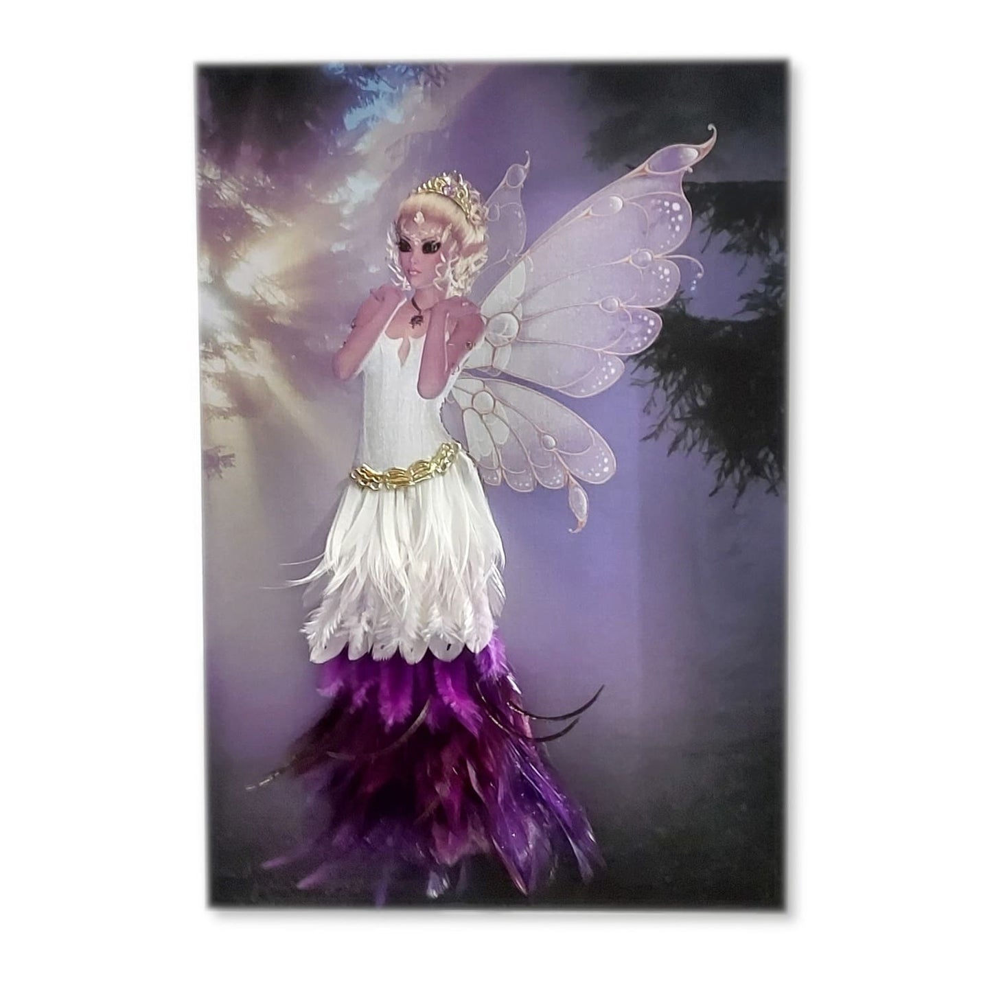 Tableau décoratif en plumes "Chloé l'Elfe des Bois"