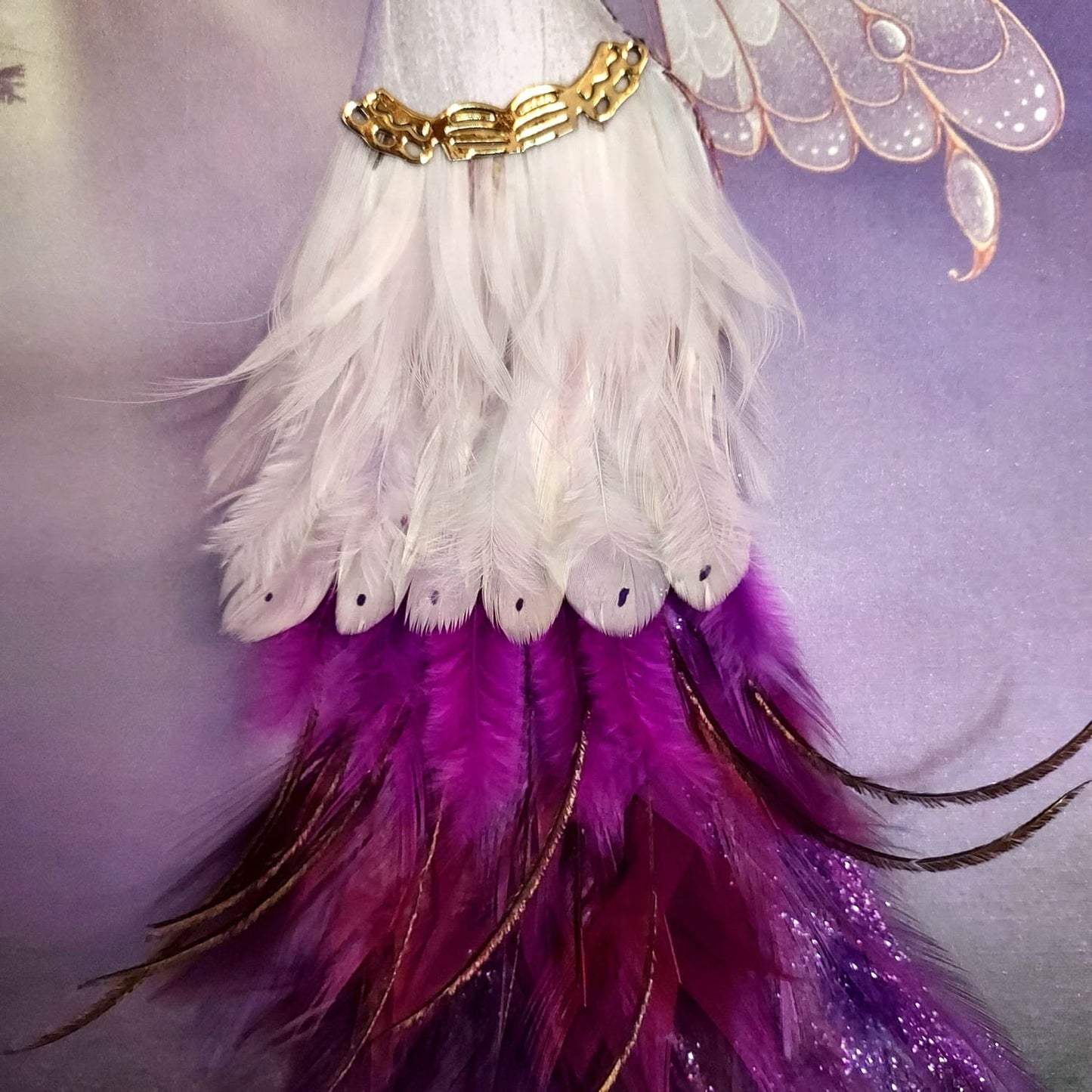 Tableau décoratif en plumes "Chloé l'Elfe des Bois"