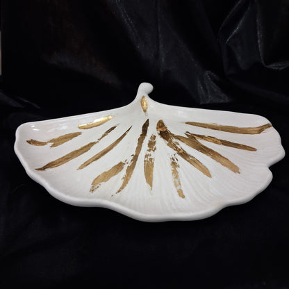 Vide-poche feuille de ginkgo en composite minéral