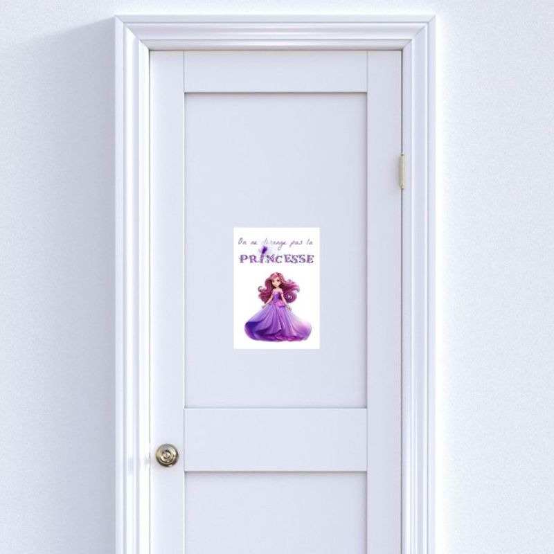 Affiche de porte "On ne dérange pas la Princesse" violette