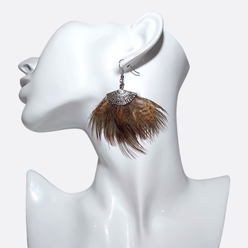 Boucles d'oreilles Fanny - plumes franges