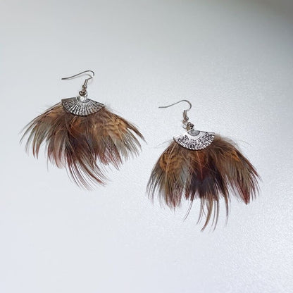 Boucles d'oreilles Fanny - plumes franges