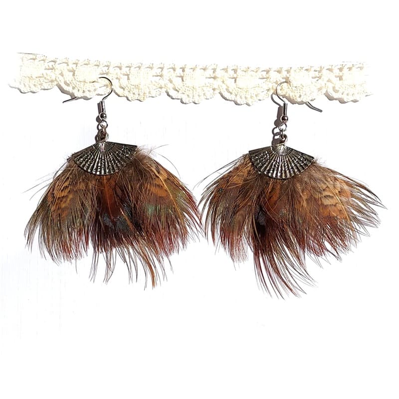 Boucles d'oreilles Fanny - plumes franges