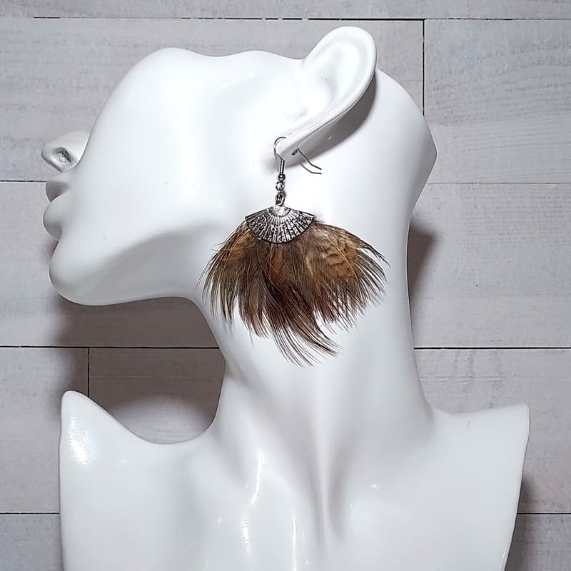 Boucles d'oreilles Fanny - plumes franges