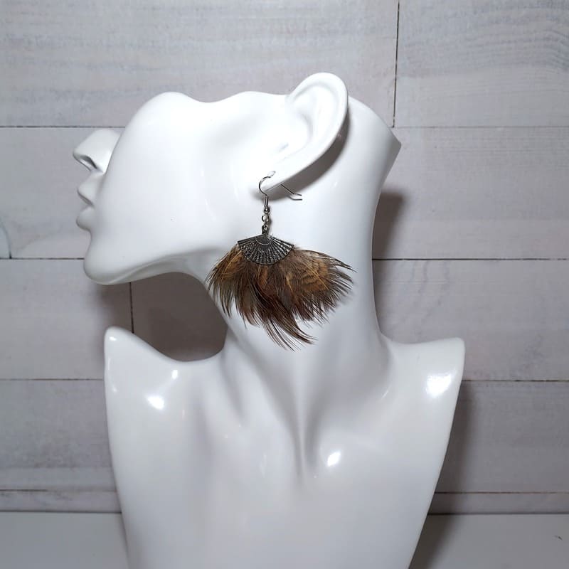 Boucles d'oreilles Fanny - plumes franges