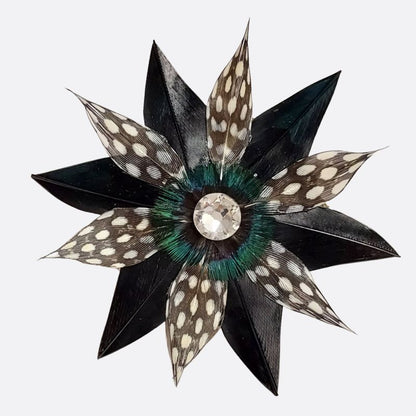 Bague Stella en plumes noires et plumetis