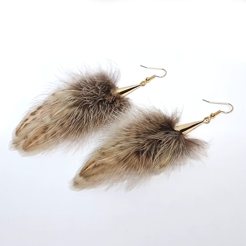 Boucles d'oreilles LADY DI en plumes longues