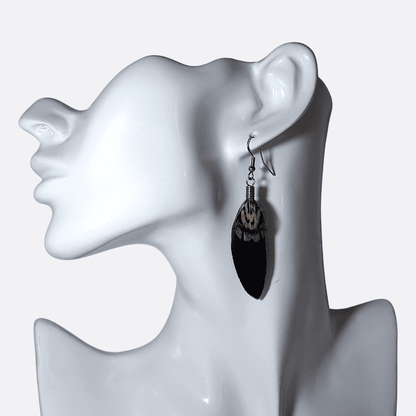 Boucles d'oreilles Odina - plumes noires