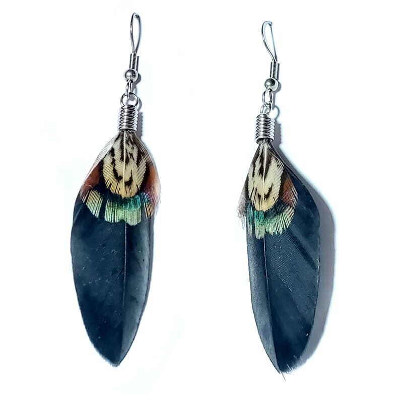 Boucles d'oreilles Odina - plumes noires