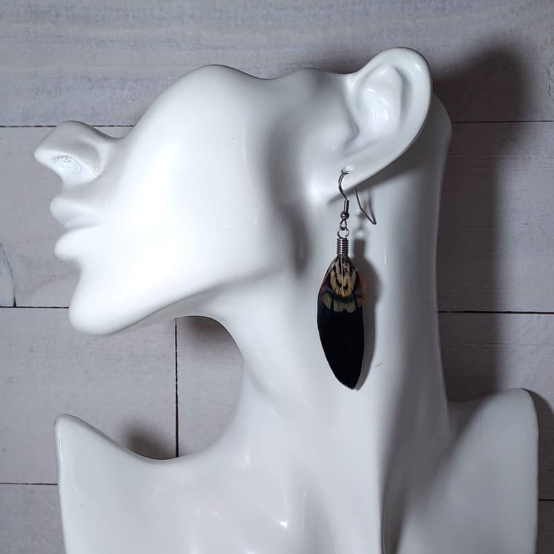 Boucles d'oreilles Odina - plumes noires