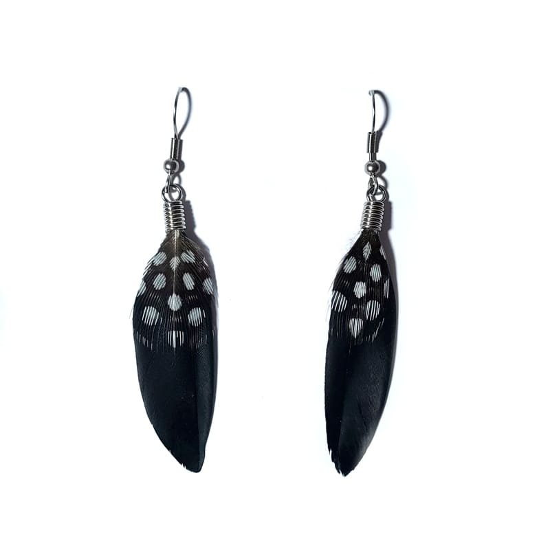 Boucles d'oreilles Odina - plumes noires