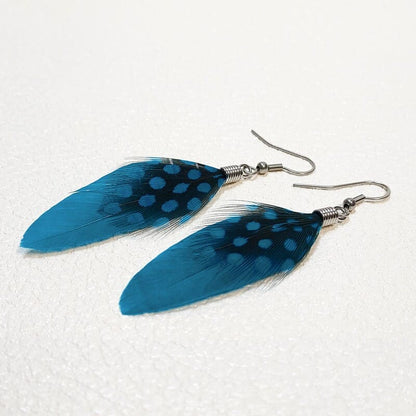 Boucles d'oreilles Odina - plumes turquoise