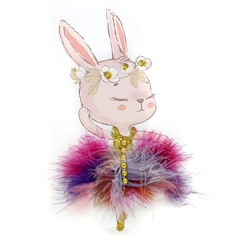 decoplumes-tableau-plumes-naturelles-lapin-miss-bunny