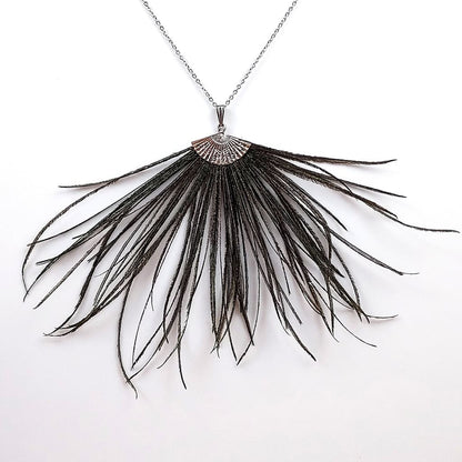 Collier Fanny plumes naturelles de paon