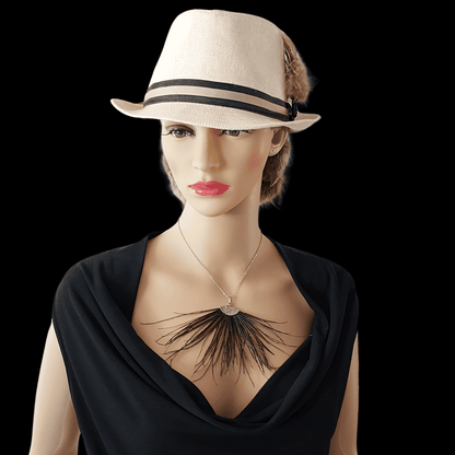 Collier Fanny plumes naturelles de paon