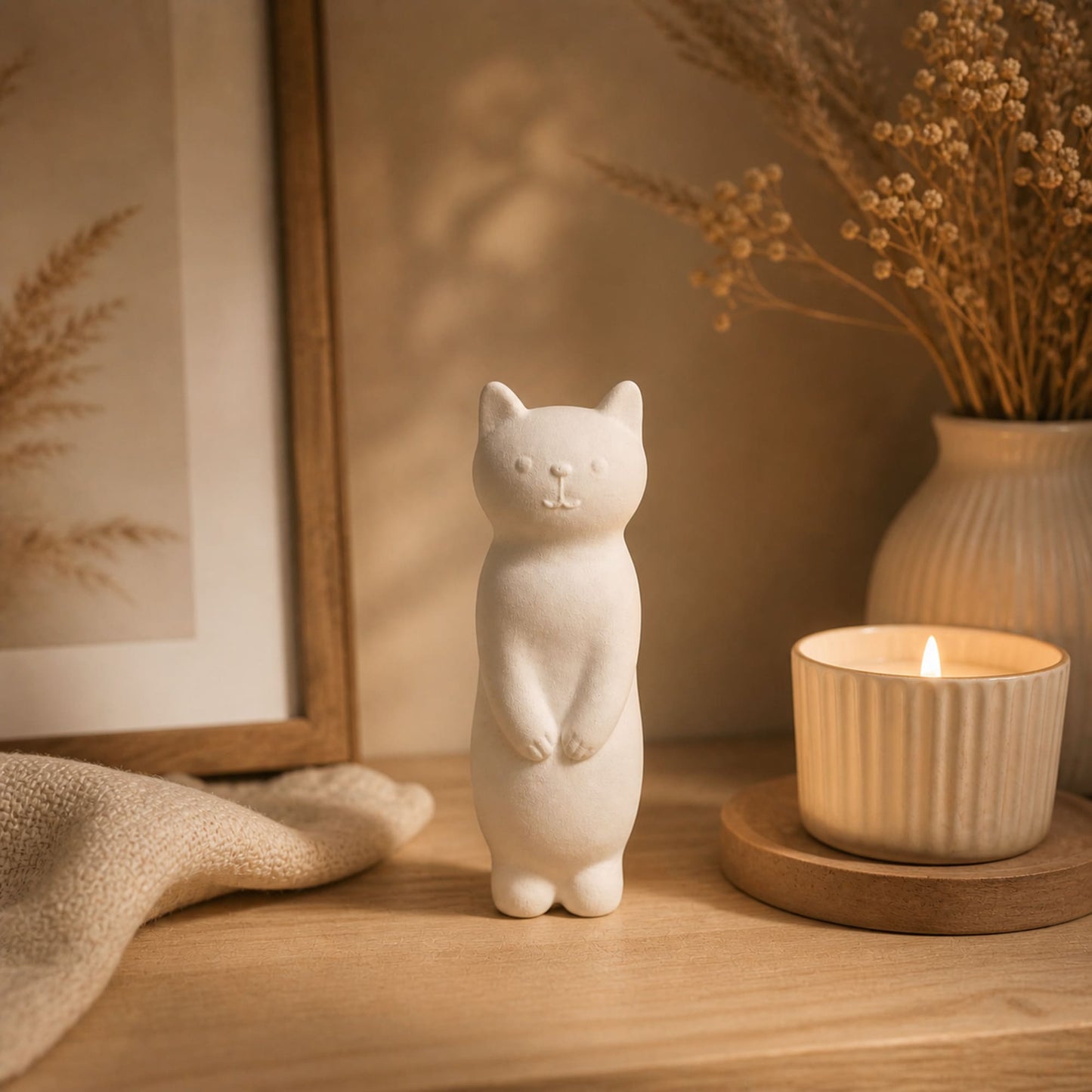 chat blanc debout 