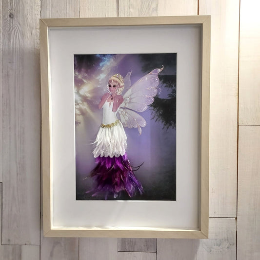 Tableau décoratif en plumes "Chloé l'Elfe des Bois"