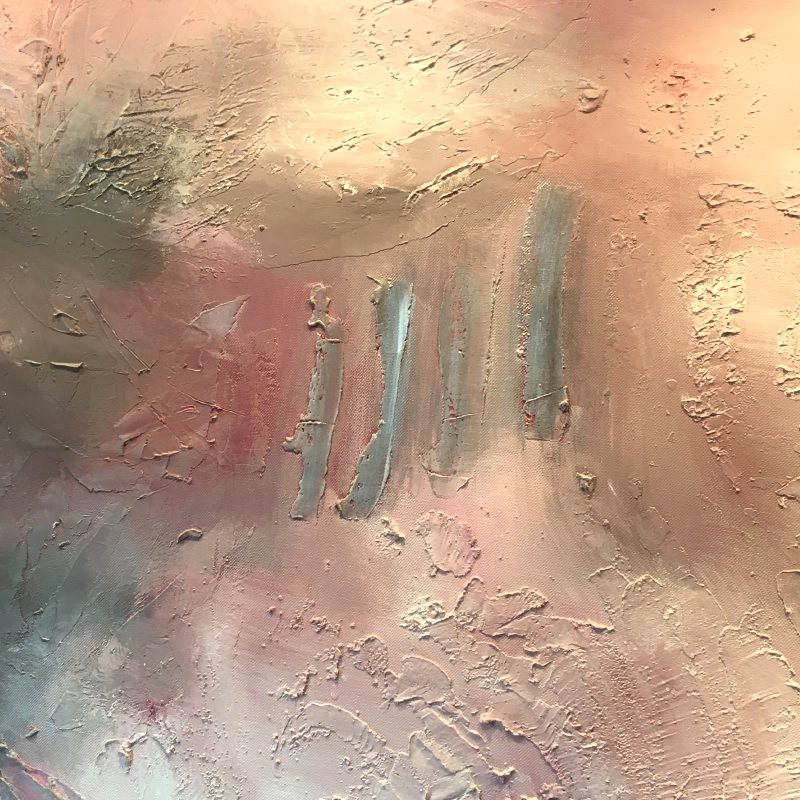 Tableau abstrait acrylique sur toile 80 x 100 intitulé "La tempête de sable rose"
