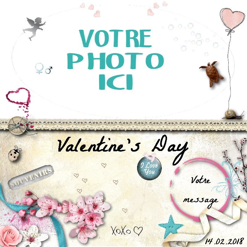Déco plumes : carte de Saint-Valentin numérique "Valentine's Day"