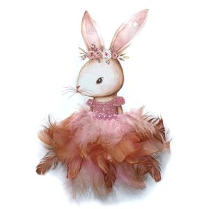 decoplumes-tableau-3d-lapine-danseuse-plumes-rose